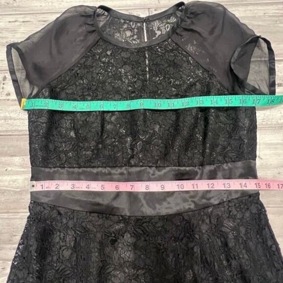 Laundry by Shelli Segal Black Lace Gothic Cocktail Dress Chiffon Sleeves Size 10 - Picture 7 of 10